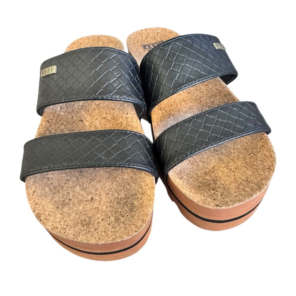 Reef Vista Cushion Hi Platform Black Slide Sandals size 8 beach vaca - Picture 4 of 5
